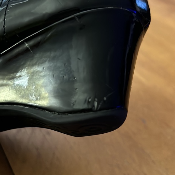 Anne Klein Sport Peep Toe Wedge Black Patent/cloth - Picture 7 of 9